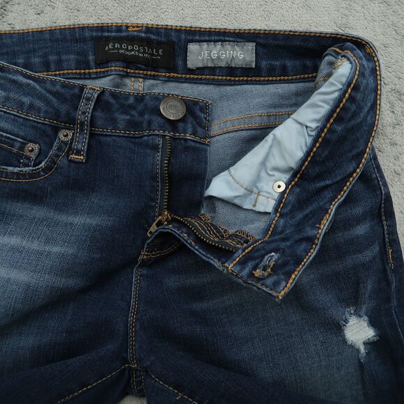 Aeropostale Jegging Jeans Women's Size 6R Blue Low-Rise 27.5" Inseam Distressed - Picture 2 of 16
